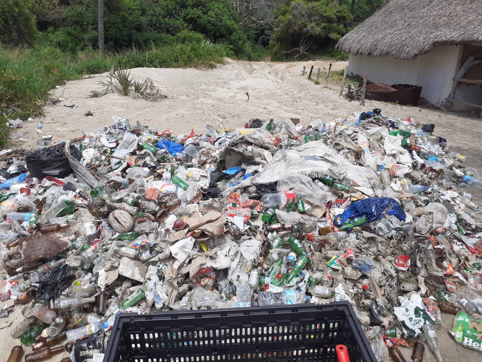 Waste consolidation area near dunes